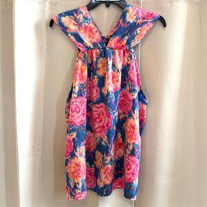 Ava Aiden Women Top Size XL Floral Rose Sleeveless Bloomcore Romantic Boho 18151